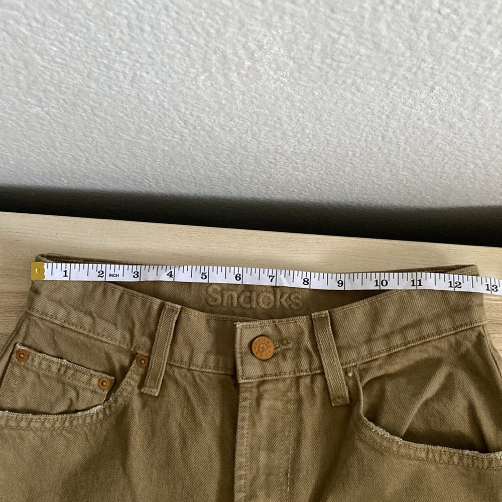 Mother Snacks High Waisted Double Stack Ankle Straight Leg Jeans Army Green 25 - Picture 12 of 14